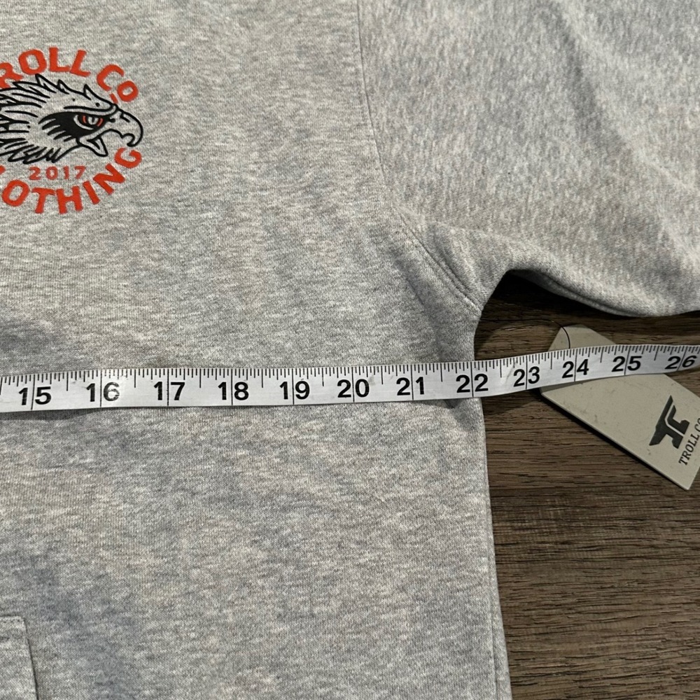 NWT Troll Co Clothing Eagle Eye Hoodie Mens Medium Gray Pullover Dirty Hands - Picture 6 of 8